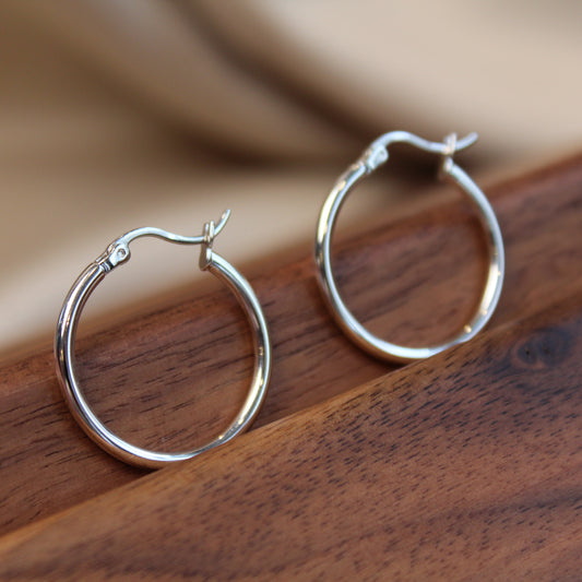 Minimalist Round Hoop Earrings, 23mm