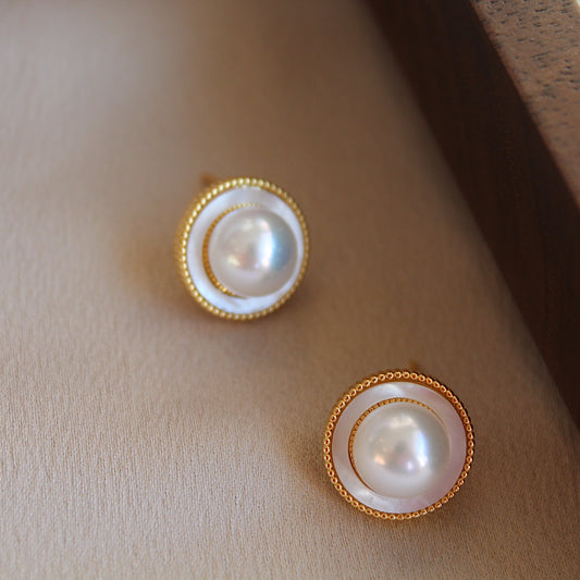 Mother of Pearl Round Earrings