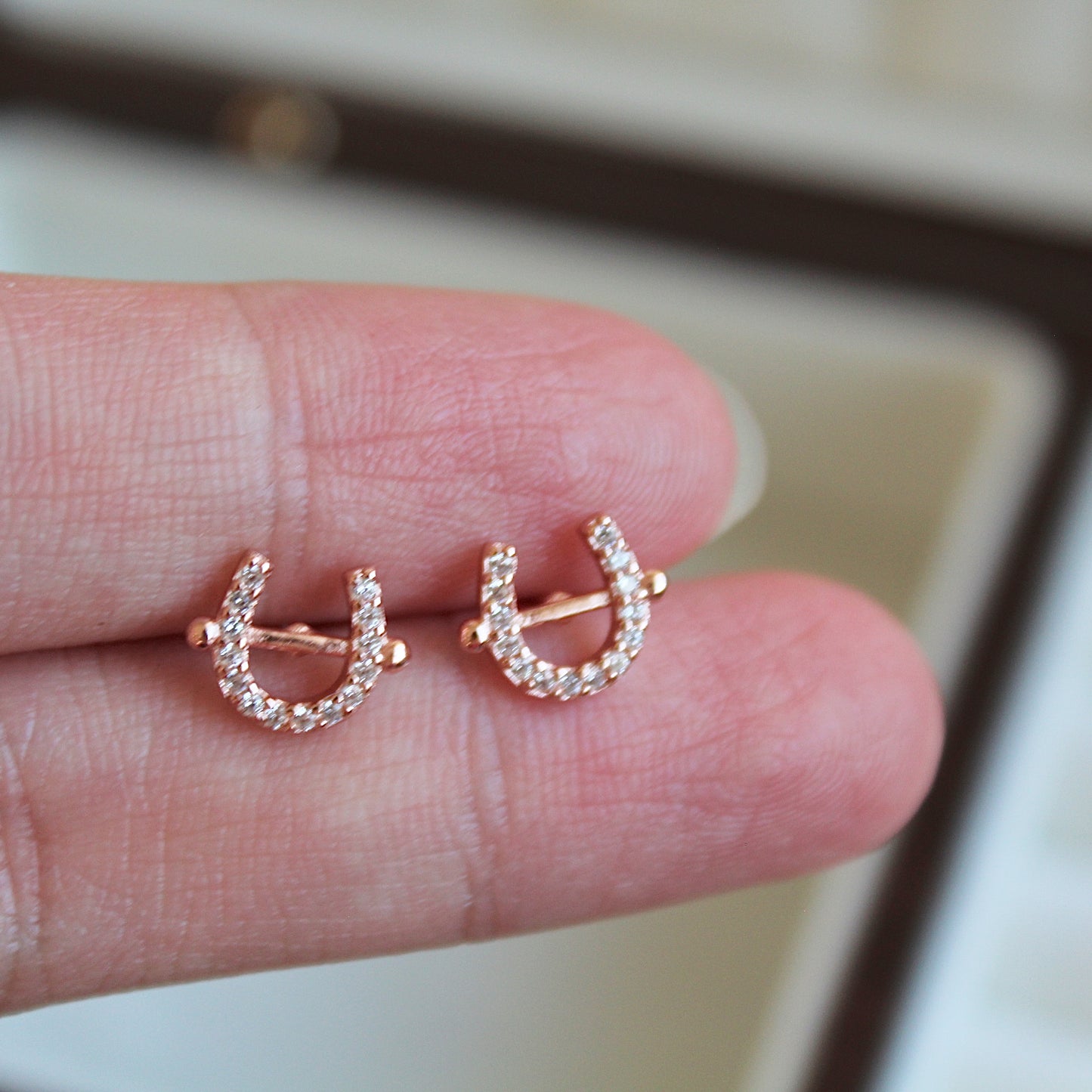 Mini Horseshoe Lucky Earrings, U Shape Sterling Silver Stud Earrings