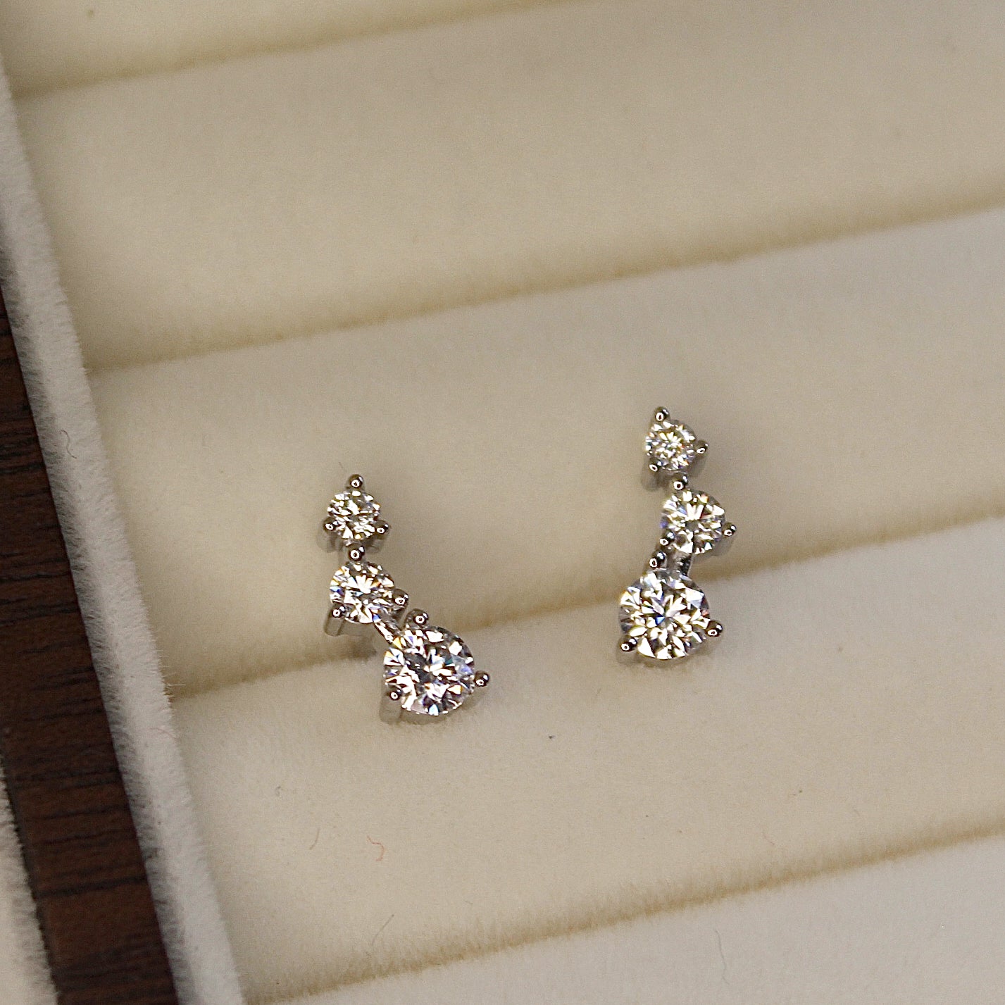 Three Stars Moissanite Stud Earrings, Sterling Silver