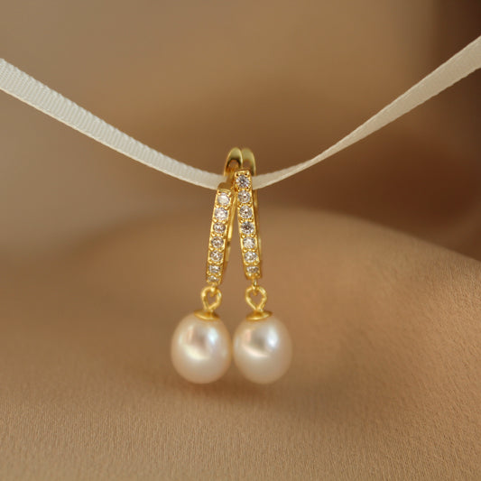 Waterdrop Pearl Hoop Earrings