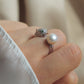 Leopard Sterling Silver Pearl Ring, Adjustable