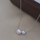 Double Pearl Sterling Silver Necklace, Perfect Round