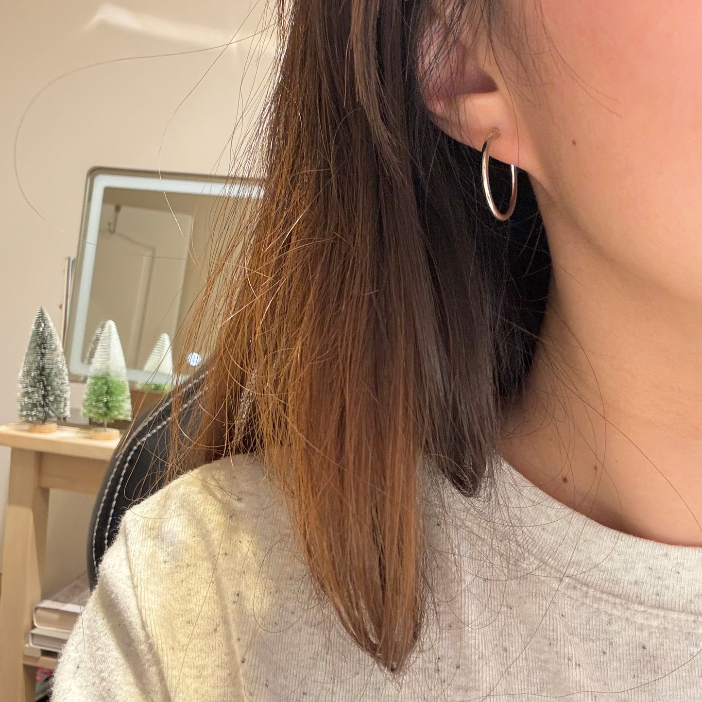Minimalist Round Hoop Earrings, 23mm