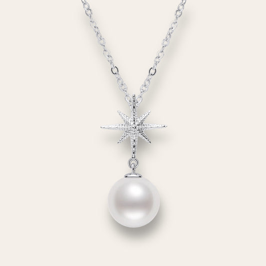 Compass Pearl Sterling Silver Necklace