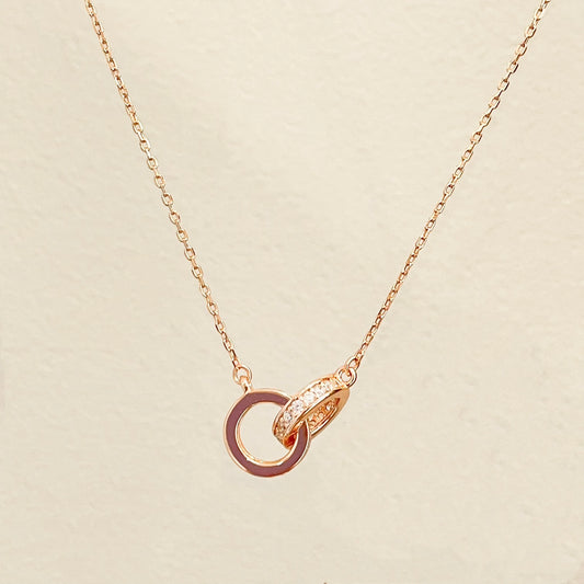 Classic Linked Double Circle Rose Gold Necklace